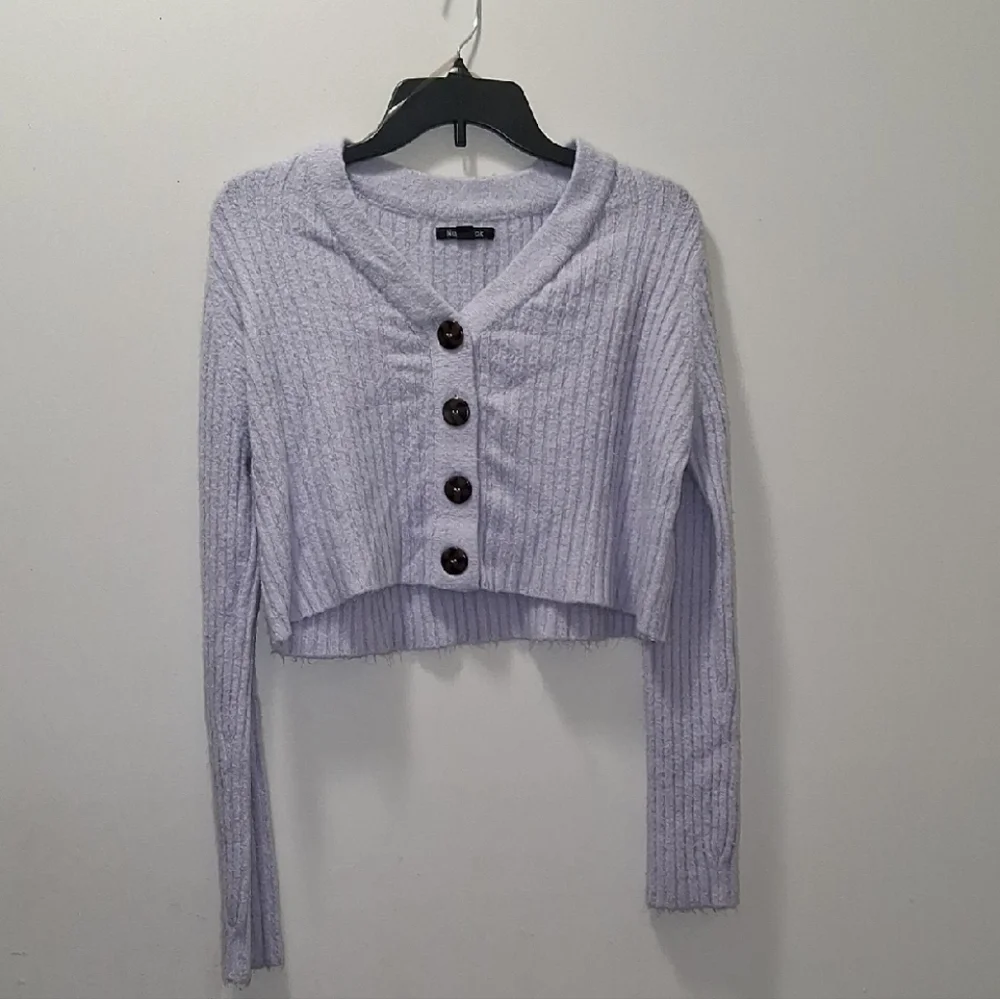 New Look Lavender Button-Up Ribbed Top/Sweater - Picture 1 of 7